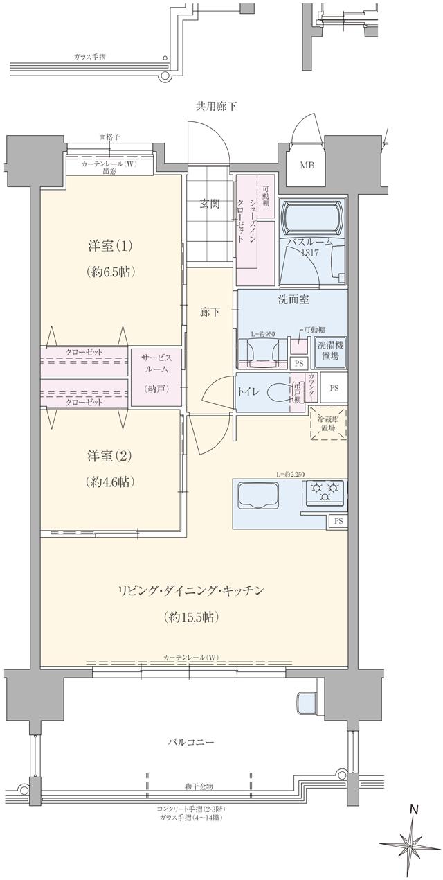 アメイズ直方中央プレミアムの間取り図　D：2LDK+S