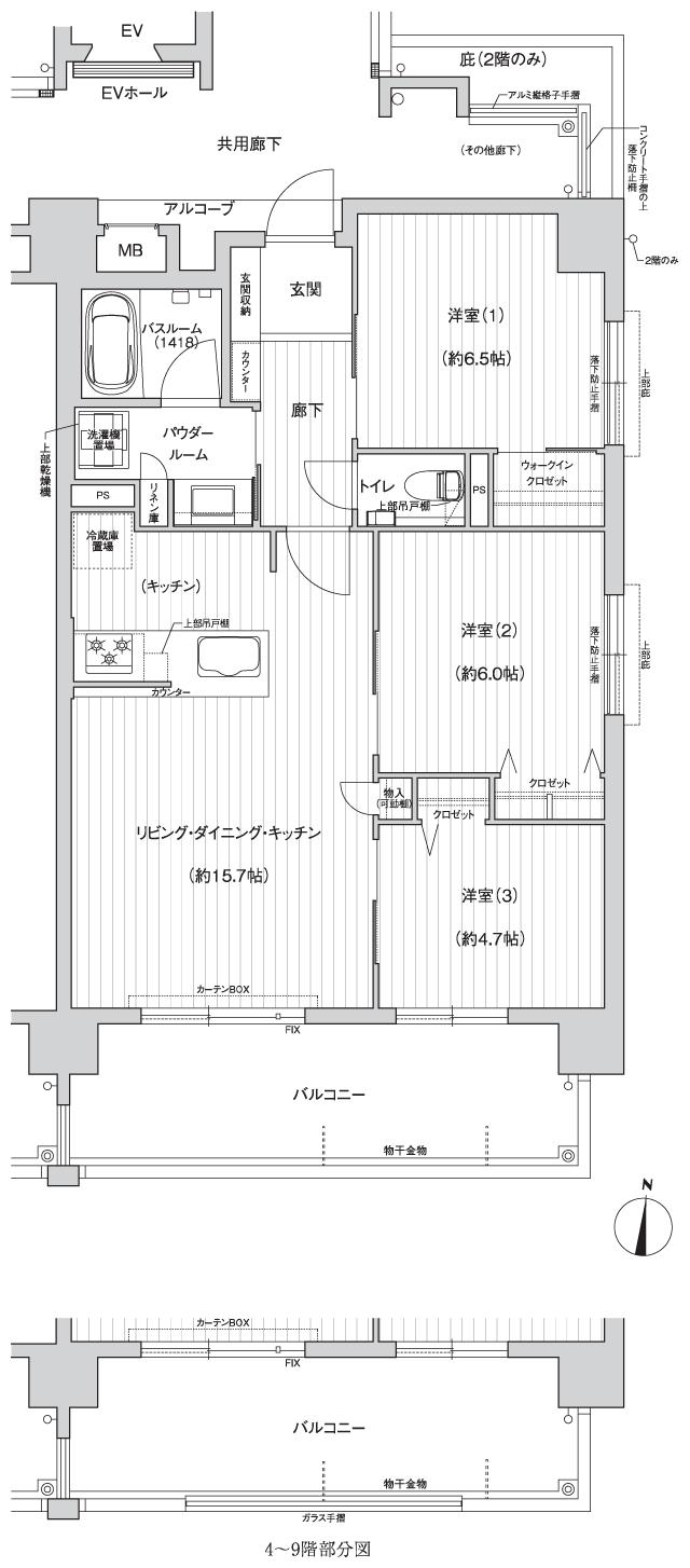 ソルテラス沖縄北谷フィールザシーの間取り図　C：3LDK+WIC