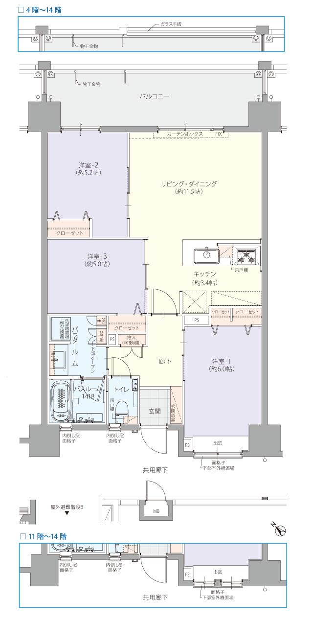 レーヴグランディ沖縄宜野湾 Sea Viewの間取り図　F：3LDK
