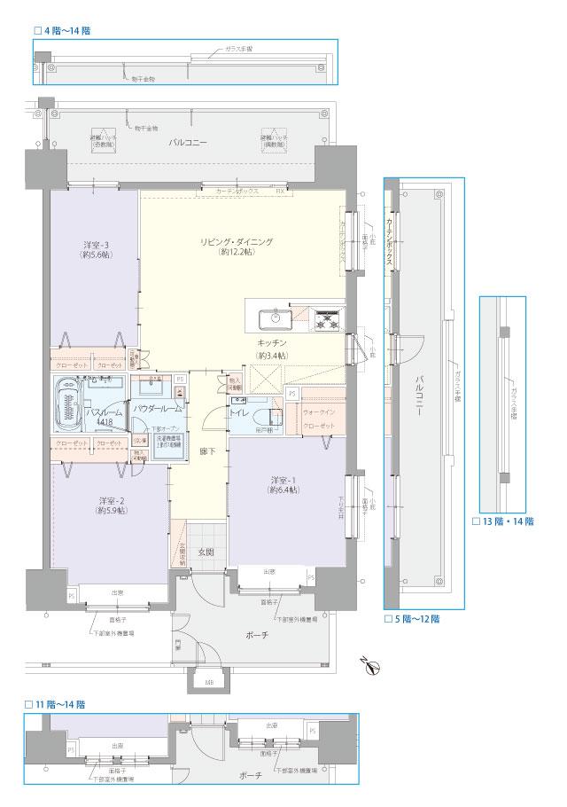 レーヴグランディ沖縄宜野湾 Sea Viewの間取り図　G：3LDK