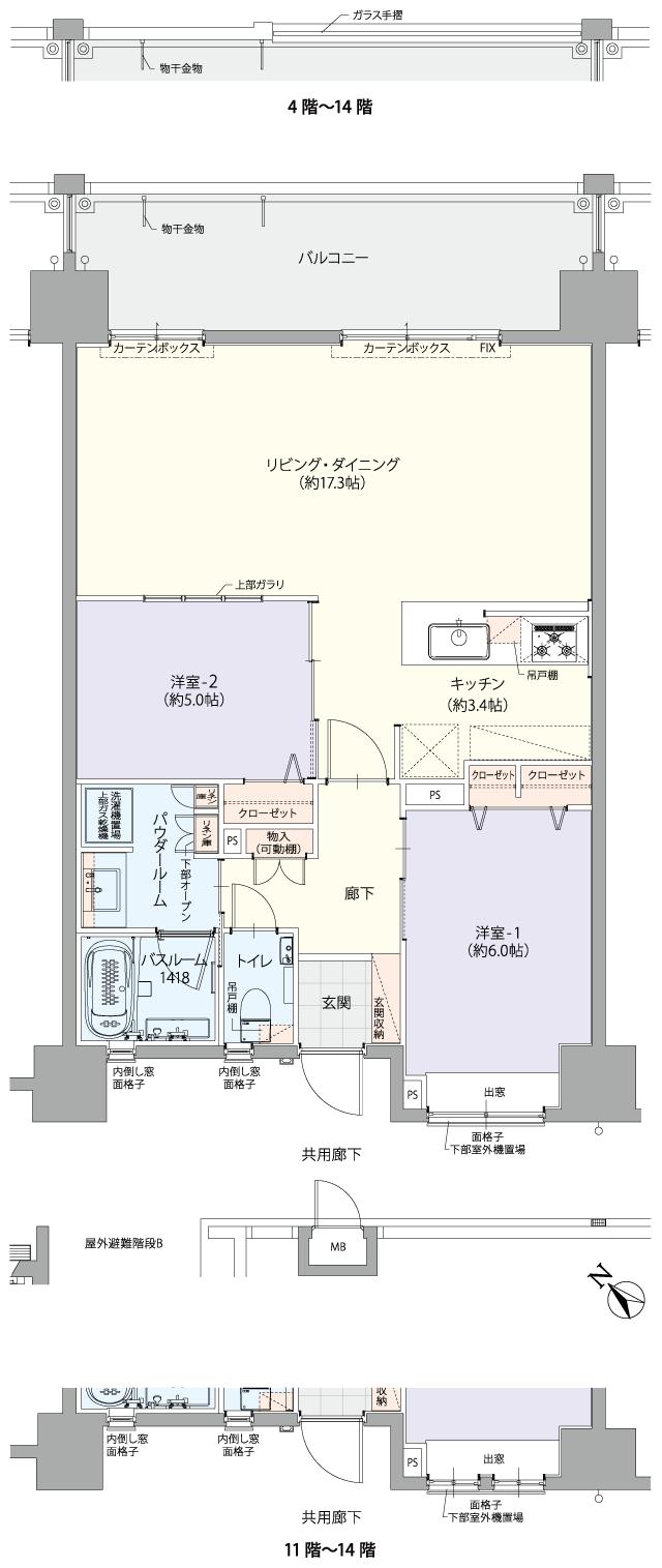 レーヴグランディ沖縄宜野湾 Sea Viewの間取り図　F(SELECT PLAN2)：2LDK