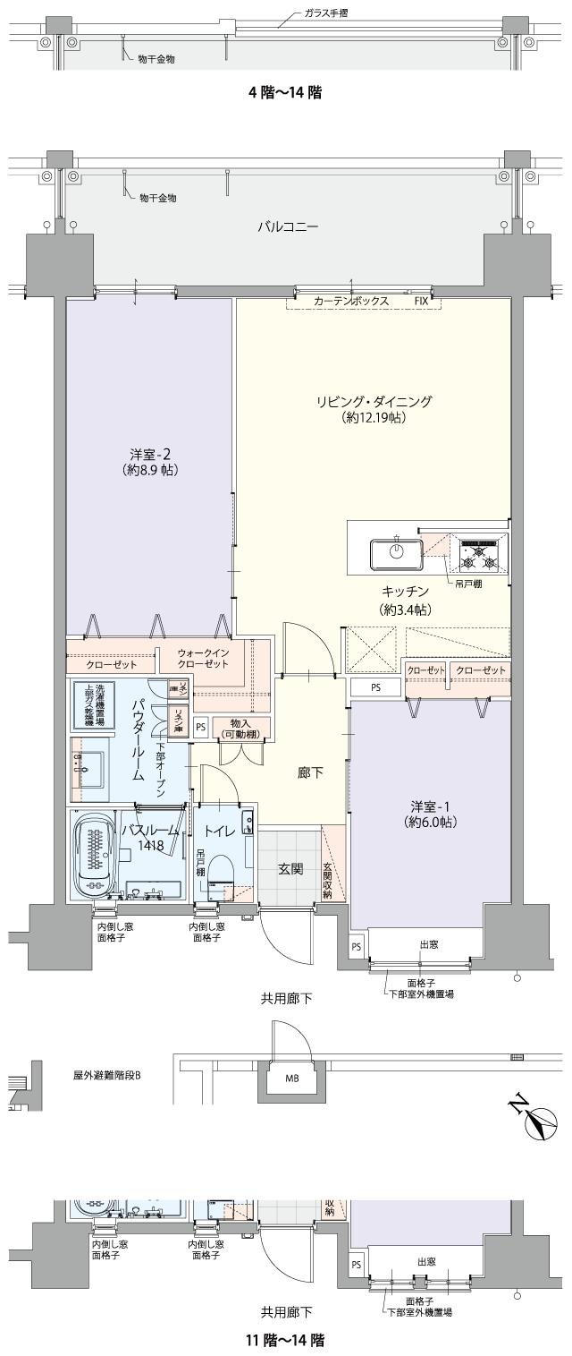 レーヴグランディ沖縄宜野湾 Sea Viewの間取り図　F(SELECT PLAN3)：2LDK