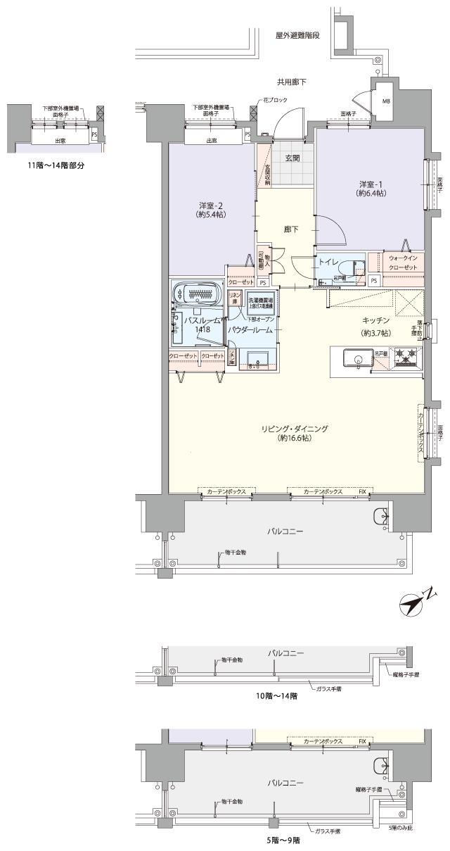 レーヴグランディてだこ浦西駅前の間取り図　C(SELECT PLAN)：2LDK