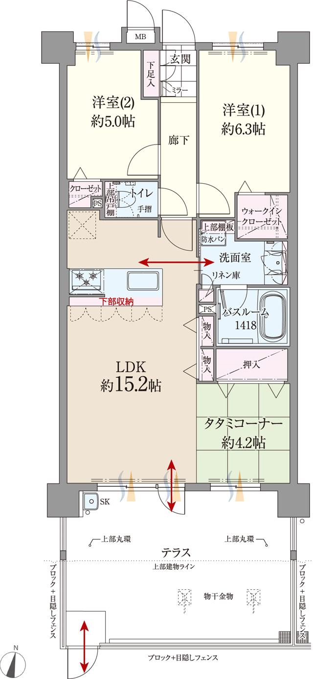ファーネスト博多南駅グレイスの間取り図　B1(MENU2)：2LDK+WIC+タタミコーナー