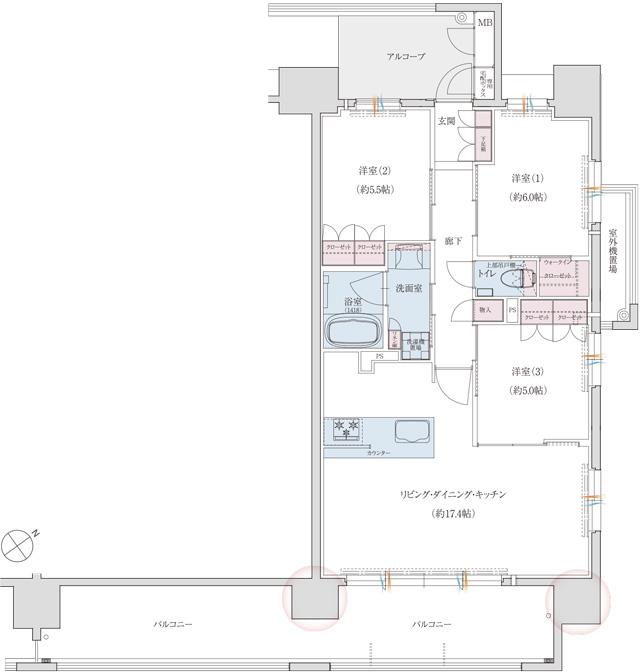 クレアホームズ長崎文教通りの間取り図　D1：3LDK+WIC