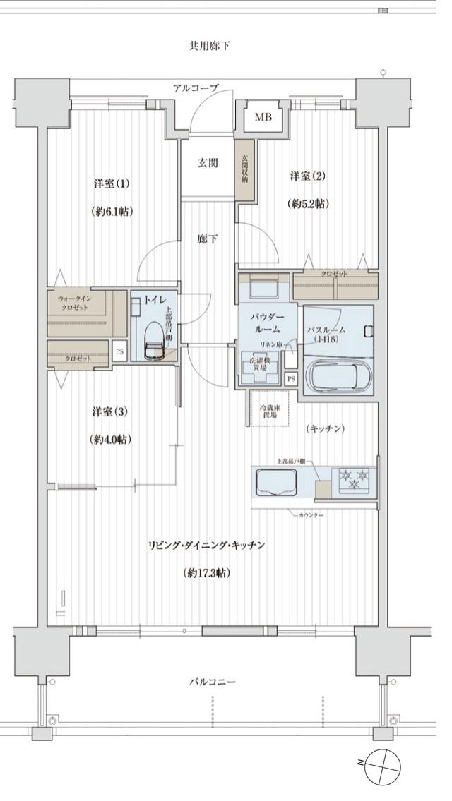ソルプレサンス 嘉手納マスタースイートの間取り図　C：3LDK+WIC