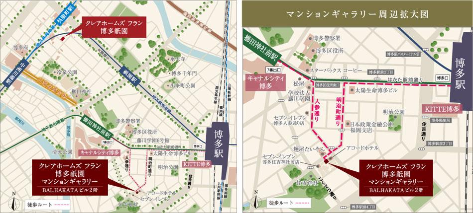 クレアホームズ フラン博多祇園のモデルルーム案内図