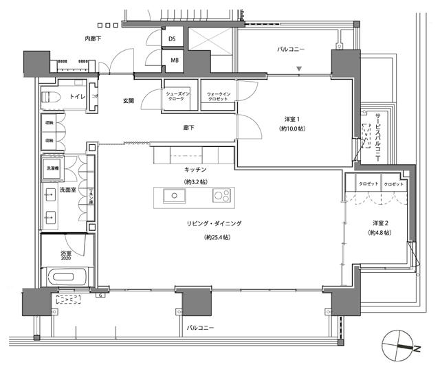 ザ・ブランシエラ那覇の間取り図　B(2～7階)：2LDK