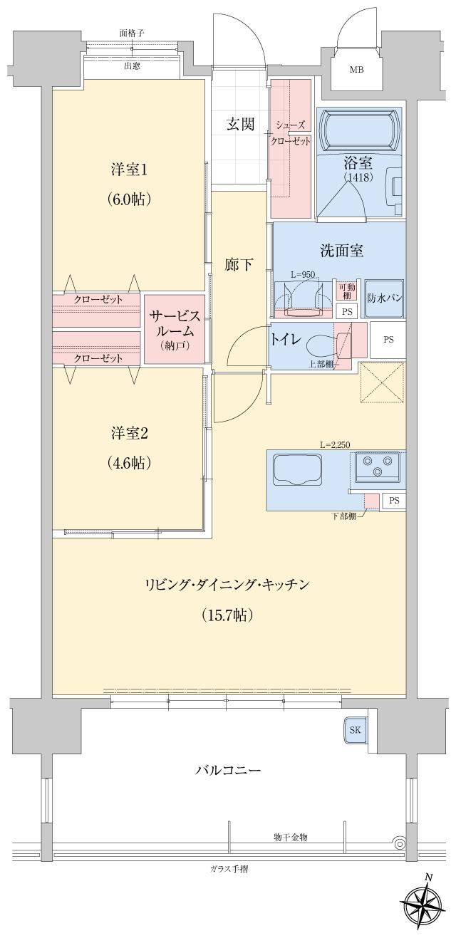 アメイズ亀山ビューテラスの間取り図　C：2LDK+S