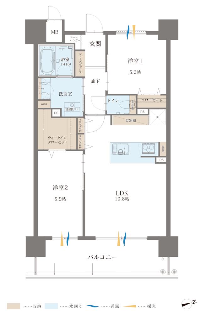 エムディア徳之島の間取り図　C：2LDK