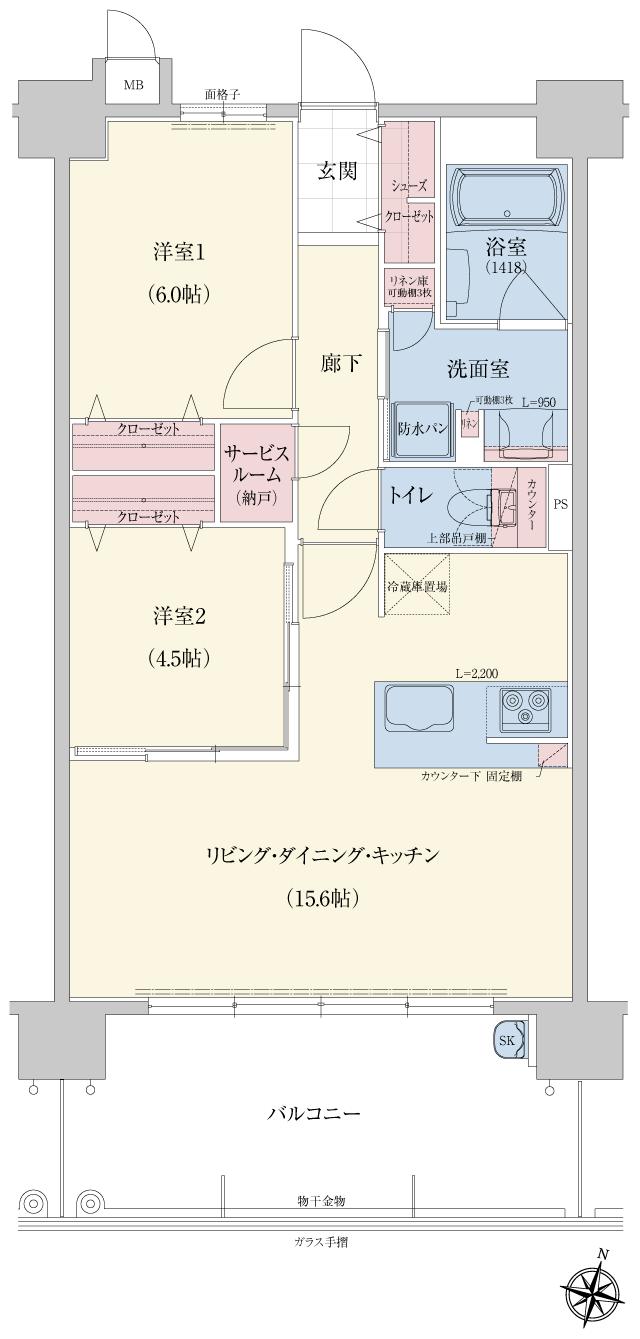 アメイズ串木野ビューテラスの間取り図　C：2LDK+S