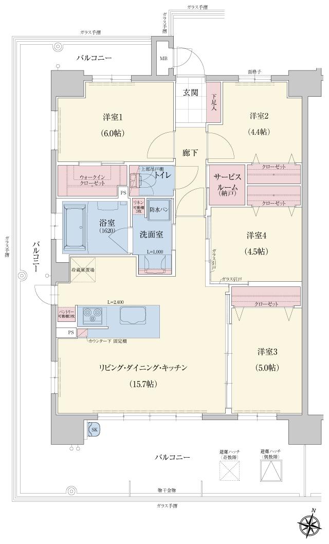 アメイズ串木野ビューテラスの間取り図　A：4LDK+S