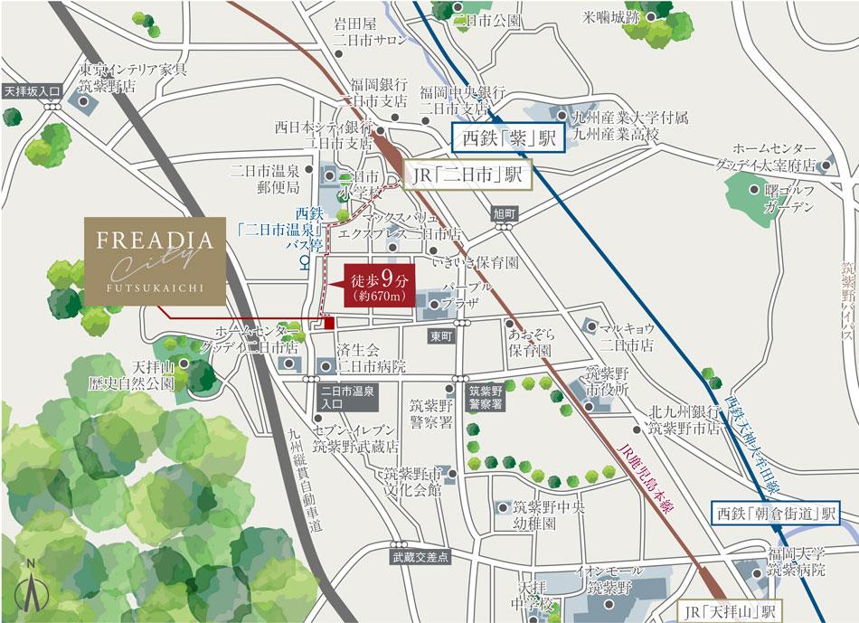 フリーディアシティ二日市のモデルルーム案内図