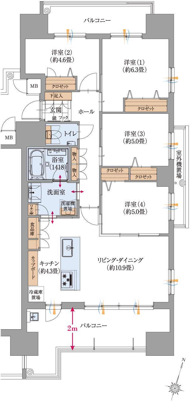 エンクレストガーデン福岡の間取り図　C7：4LDK