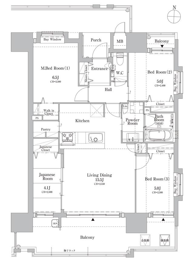オークランド・コアズ八幡　タワーエクスタージュの間取り図　D：4LDK