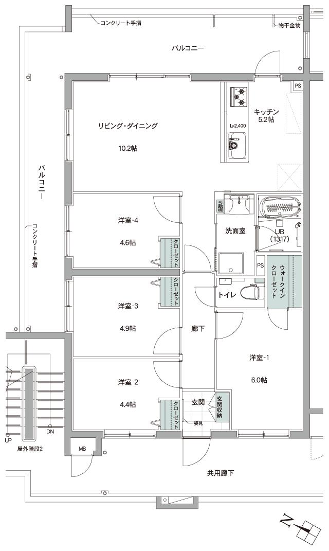 大成キングスマンション リゾートテラス宜野座シエロの間取り図　A：4LDK