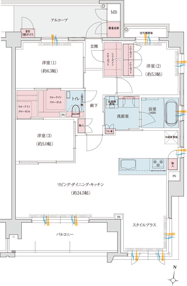 クレアネクスト別府四丁目の間取り図　G：3LDK+2WIC+SIC