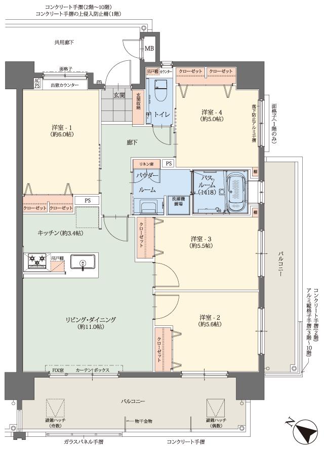 プレサンスロジェ名護為又フォルサの間取り図　F：4LDK