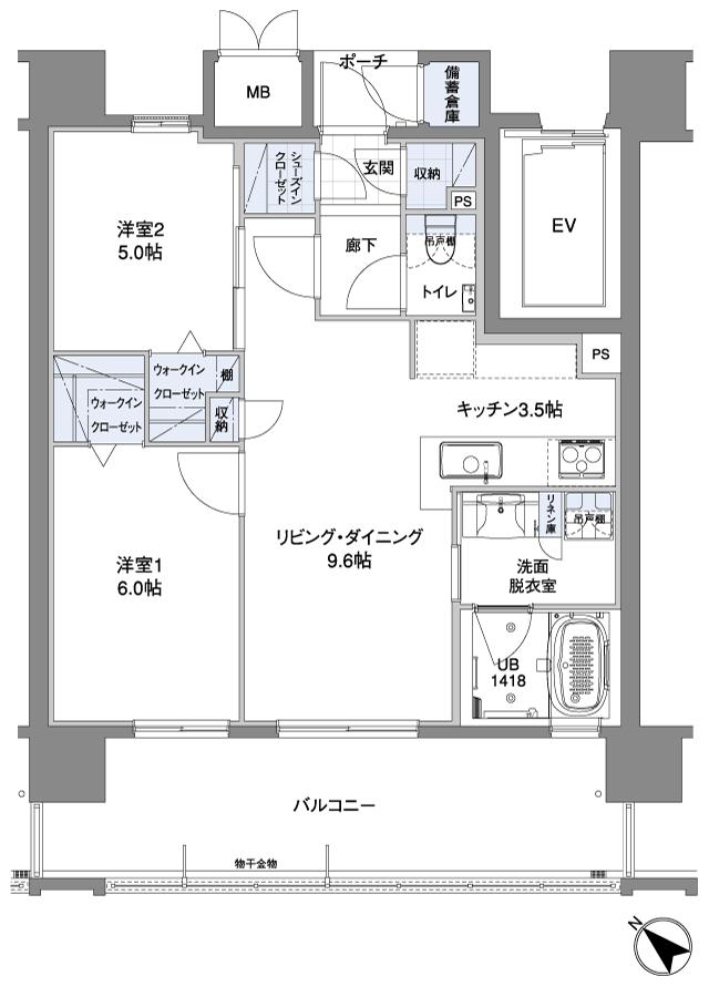 ビバシティ城栄弐番館アクアの間取り図　B：2LDK