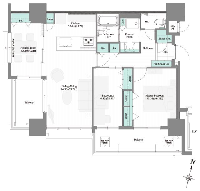 ミルコマンション 高良プレミアムの間取り図　A2：3LDK