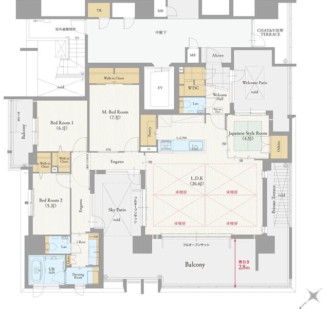 アーティックス門司駅サウスゲートの間取り図　F：4LDK
