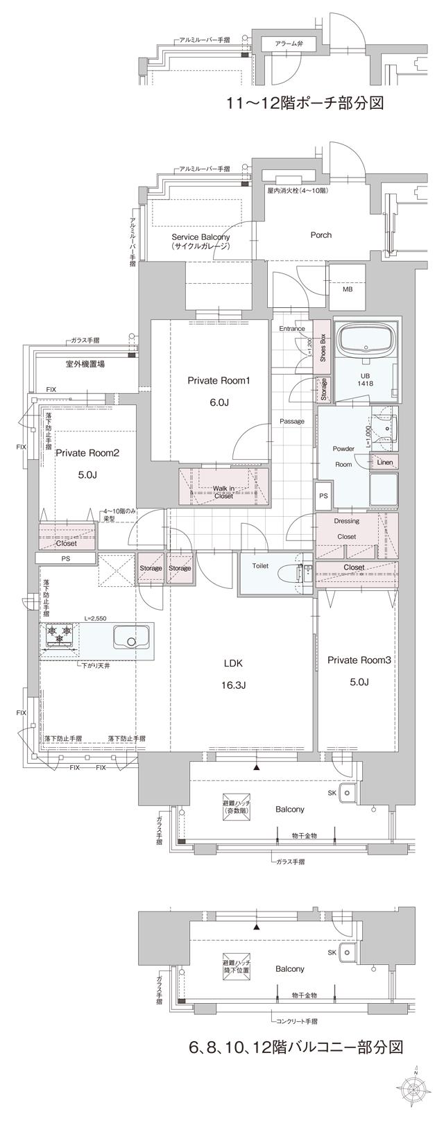 DEUX・RESIA  大濠 SOUTH  SIDE（仮称）の間取り図　E：3LDK