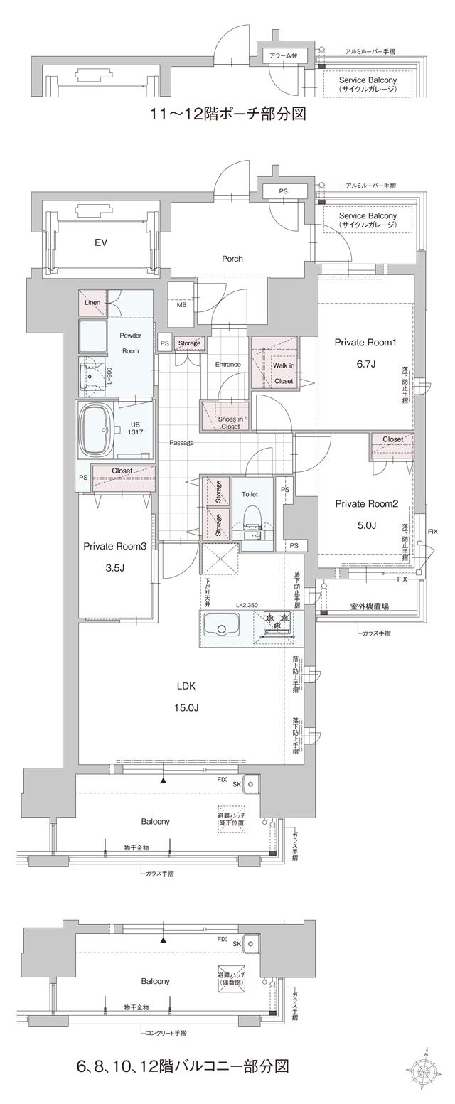 DEUX・RESIA  大濠 SOUTH  SIDE（仮称）の間取り図　F：3LDK