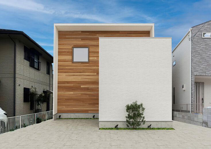 COLORS工務店 一級建築士事務所 外観にも天然木で温もりをプラス。モデルハウスで体感できるの画像