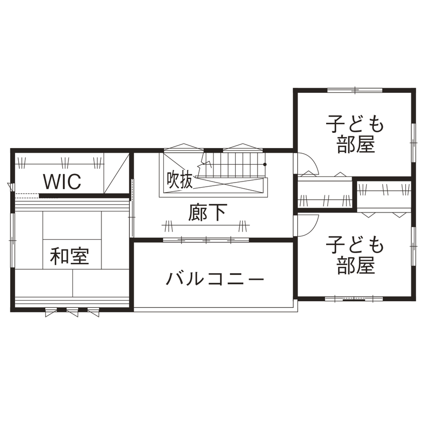 一棟入魂　井戸川建築 優しい肌触りの無垢材が心地よい、思いっきり遊べる住まいの間取り図null２階