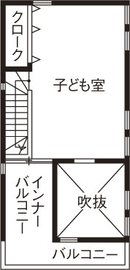 吹抜けの家  福山住宅 【2000-2500万円】採光＆収納の工夫で心地好く 杉床に風が抜ける都市型住宅【間取り図面あり】の間取り図（3LDK）３階