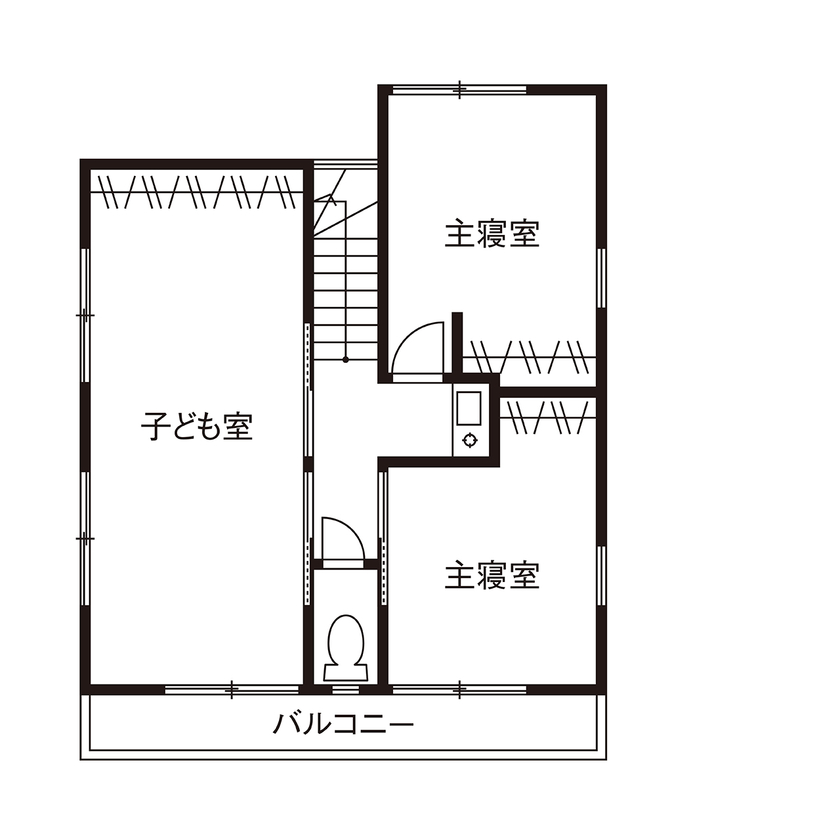 吹抜けの家  福山住宅 【京都/2000万円台/土地探し/間取り有】無垢の木が心地好いリビング。アンティークな和モダンの家の間取り図（4LDK）２階