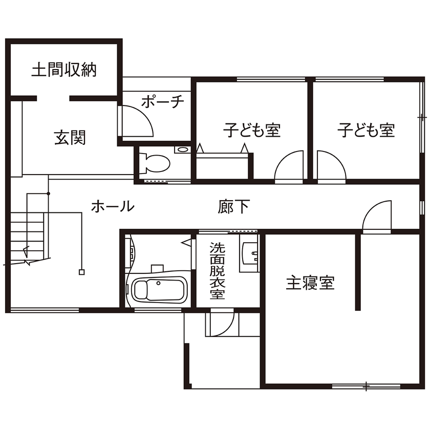 吹抜けの家  福山住宅 【北摂/2000万円台/土地探し/２階リビング/間取有り】憧れの建築を繊細に表現。眺望を満喫するアートな家の間取り図（3LDK）１階