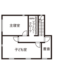 吹抜けの家  福山住宅 【北摂/2000万円台/土地探し/間取有り】無垢材が素足に心地よいLDK、じつは、将来に備えた準備も万全の間取り図（4LDK）2階