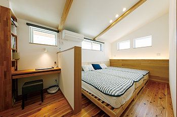 松本建設 ハート・ビル建築設計事務所 【比企郡/2000万円台/40坪台/間取り有/ガレージハウス】熟練大工がつくる造作家具　家族が育む自然素材の家の建築実例画像7