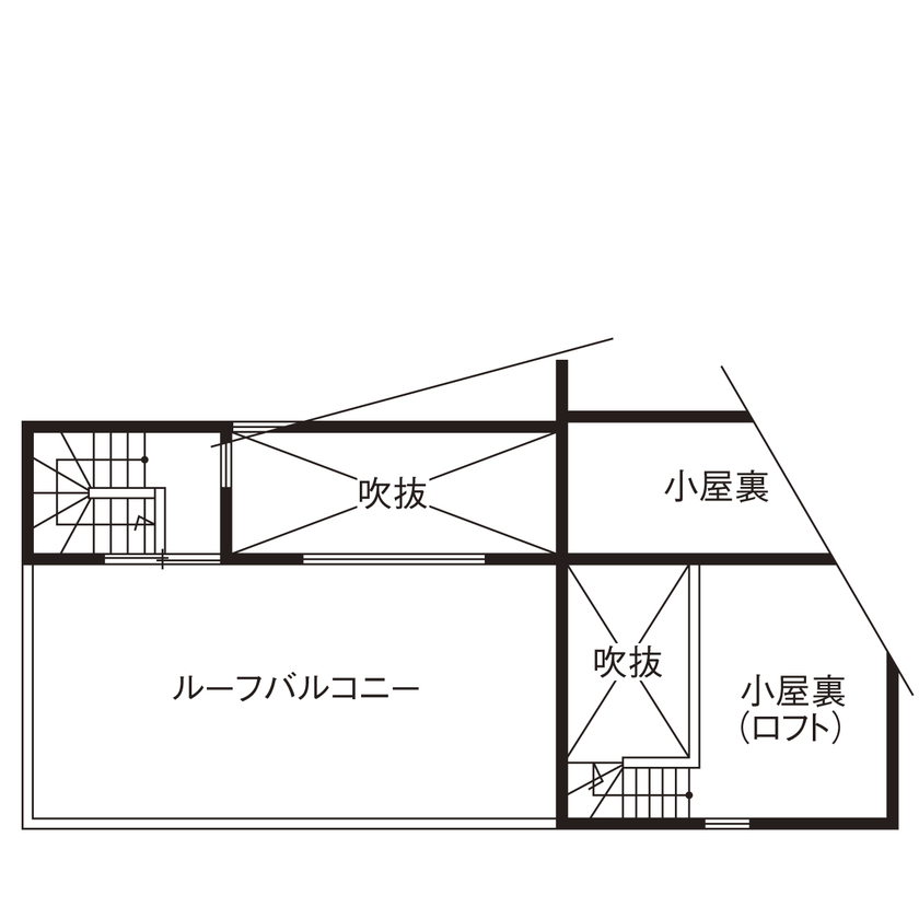 アーキテックス（GROOVY / KANAL HOME / SIMPLE is... / dramacy） 【ビルトインガレージ/50坪台/間取り図】ガレージに屋上バルコニーでBBQも！仲良し2世帯6人で住む2階建ての間取り図（5LLDK＋スタジオ）屋上階