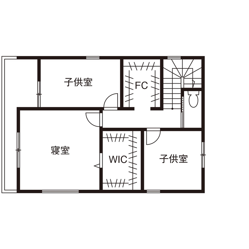 アーキテックス（GROOVY / KANAL HOME / SIMPLE is... / dramacy） 【2階建て/狭小間口5.9ｍ/30坪台/間取り図/駐車スペース】無駄な廊下を省き生活スペースを広く取った間取りの間取り図（3LDK）2階