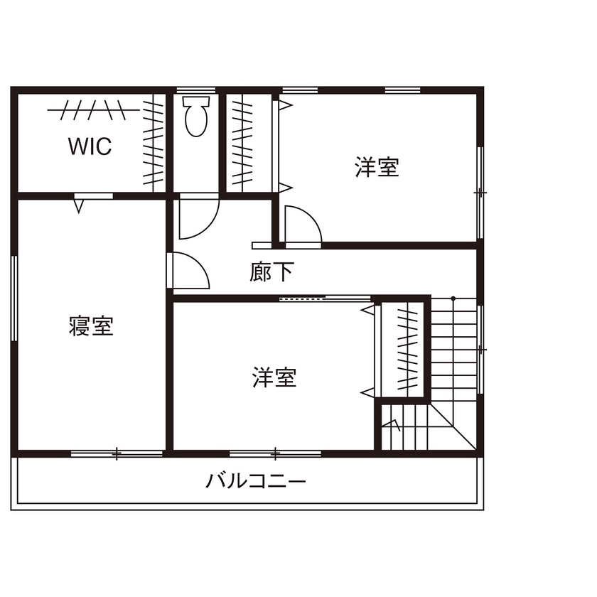 アーキテックス（GROOVY / KANAL HOME / SIMPLE is... / dramacy） 【2階建て/30坪台/駐車スペース有/3LDK/間取り図】LDK中心に自然と家族間のコミュニケーションが取れる家の間取り図（3LDK）2階