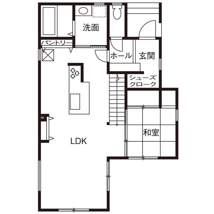 アーキテックス（GROOVY / KANAL HOME / SIMPLE is... / dramacy） 【2階建て/30坪台/3LDK/駐車スペース有/間取り図】シンプルな外観にホテルライクの内観のおしゃれな家の間取り図（3LDK）1階