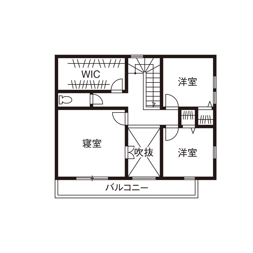 アーキテックス（GROOVY / KANAL HOME / SIMPLE is... / dramacy） 【2階建て/30坪台/4LDK/ウッドデッキ/庭/間取り図】切妻屋根と塗り壁がかわいい南欧カフェ風のお家の間取り図（4LDK）2階