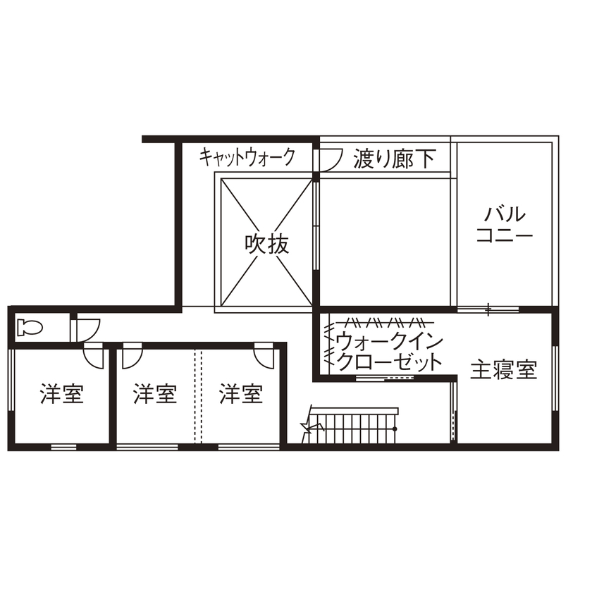アーキテックス（GROOVY / KANAL HOME / SIMPLE is... / dramacy） 【3000万円台/ビルトインガレージ/坪庭/30坪/間取り図】中庭やガレージ！家で過ごす時間が豊かになる家の間取り図（4LDK）２階