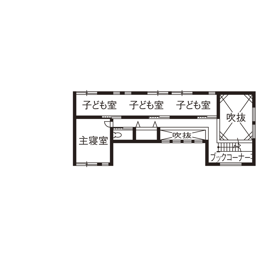 アーキテックス（GROOVY / KANAL HOME / SIMPLE is... / dramacy） 【3000万円台/2階建て/30坪台/4LDK/駐車スペース有/間取り図】土間×吹抜けリビングのある子育てハウスの間取り図（4LDK）２階