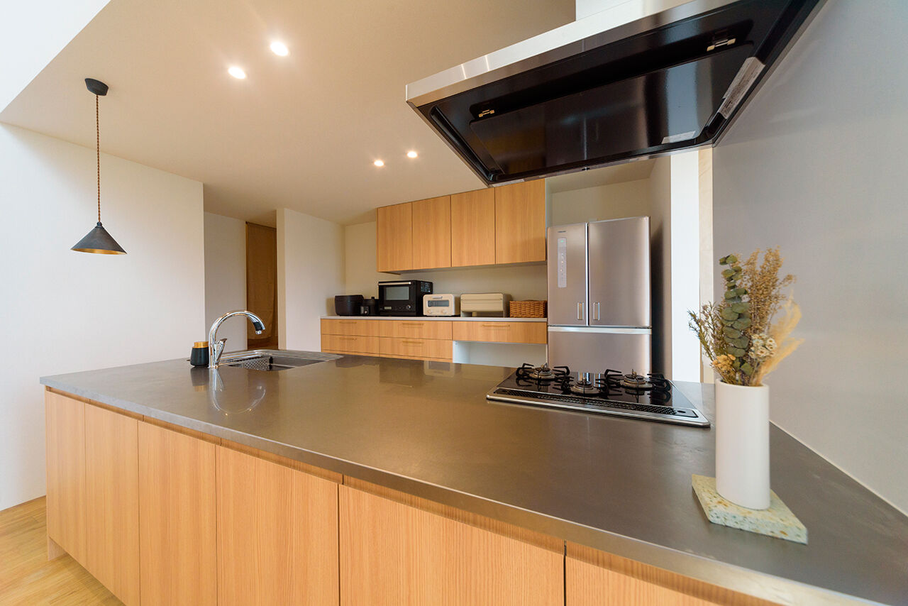 アーキテックス（GROOVY / KANAL HOME / SIMPLE is... / dramacy） 【2階建て/40坪台/5LDK/間取り図/駐車スペース有】片流れ屋根の平屋風の外観。子育て重視の和モダンな家の建築実例画像3