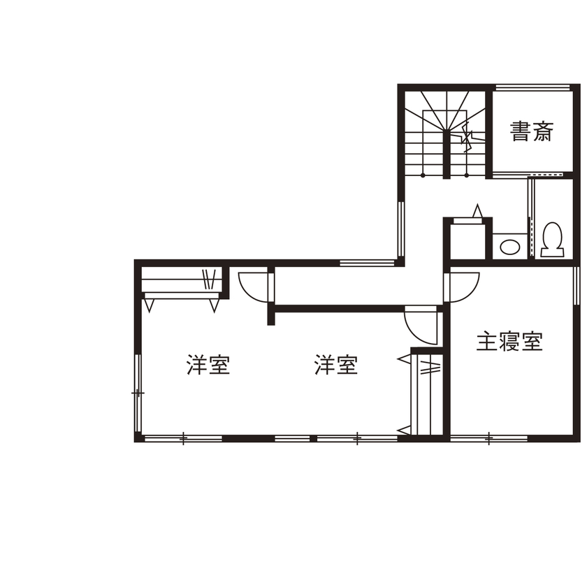 アーキテックス（GROOVY / KANAL HOME / SIMPLE is... / dramacy） 【2000万円台/3LDK/30坪台/間取り図】中庭をコの字に囲む陽だまりのLDK。充実の収納、動線もお気に入りの間取り図（3LDK）２階