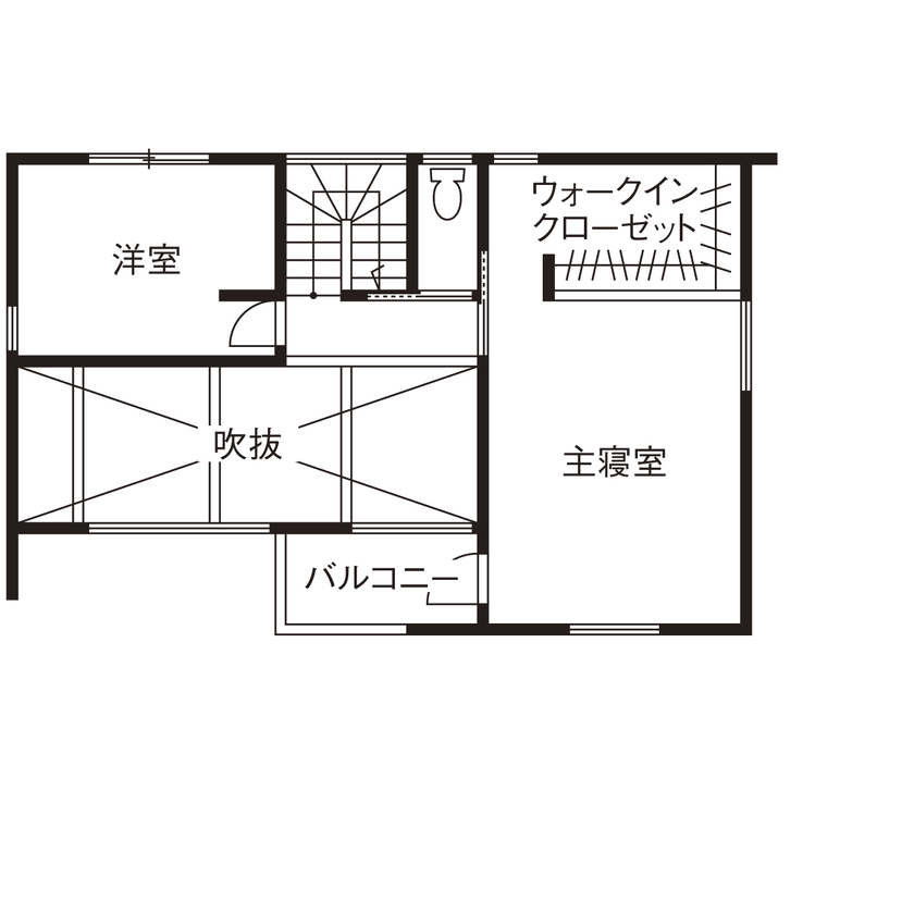 アーキテックス（GROOVY / KANAL HOME / SIMPLE is... / dramacy） 【2000万円台/2階建て/30坪台/駐車スペース有/2LDK/間取り図】吹抜けリビングで過ごす癒しの時間の間取り図（2LDK）２階