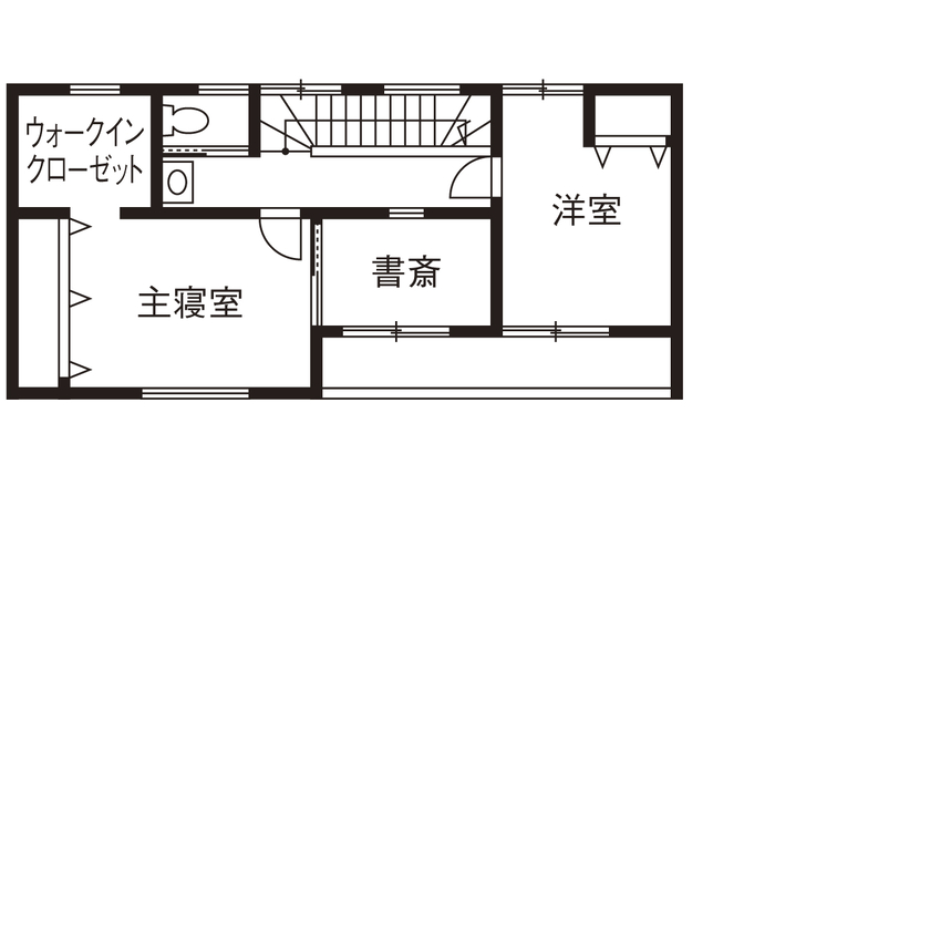 アーキテックス（GROOVY / KANAL HOME / SIMPLE is... / dramacy） 【2000万円台/ビルトインガレージ/2階建て/シンプル/30坪台/2LDK/間取り図】白とグレーのホテルライクな家の間取り図（2LDK）２階