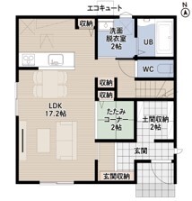 アーキテックス（GROOVY / KANAL HOME / SIMPLE is... / dramacy） 【愛知県｜1300万円台｜31坪｜間取り有】駅近×南道路×駐車3台を予算内で叶えた理想の住まいの間取り図（3LDK）１階
