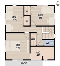 アーキテックス（GROOVY / KANAL HOME / SIMPLE is... / dramacy） 【愛知県｜1300万円台｜31坪｜間取り有】駅近×南道路×駐車3台を予算内で叶えた理想の住まいの間取り図（3LDK）２階