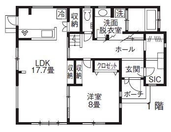 広島建設-セナリオハウス- 【1000万円台｜38坪｜間取り図有】自然の光と風、海が大好き！家族も愛犬も笑顔が広がる、伸びやかな住まいの間取り図（4LDK）1階