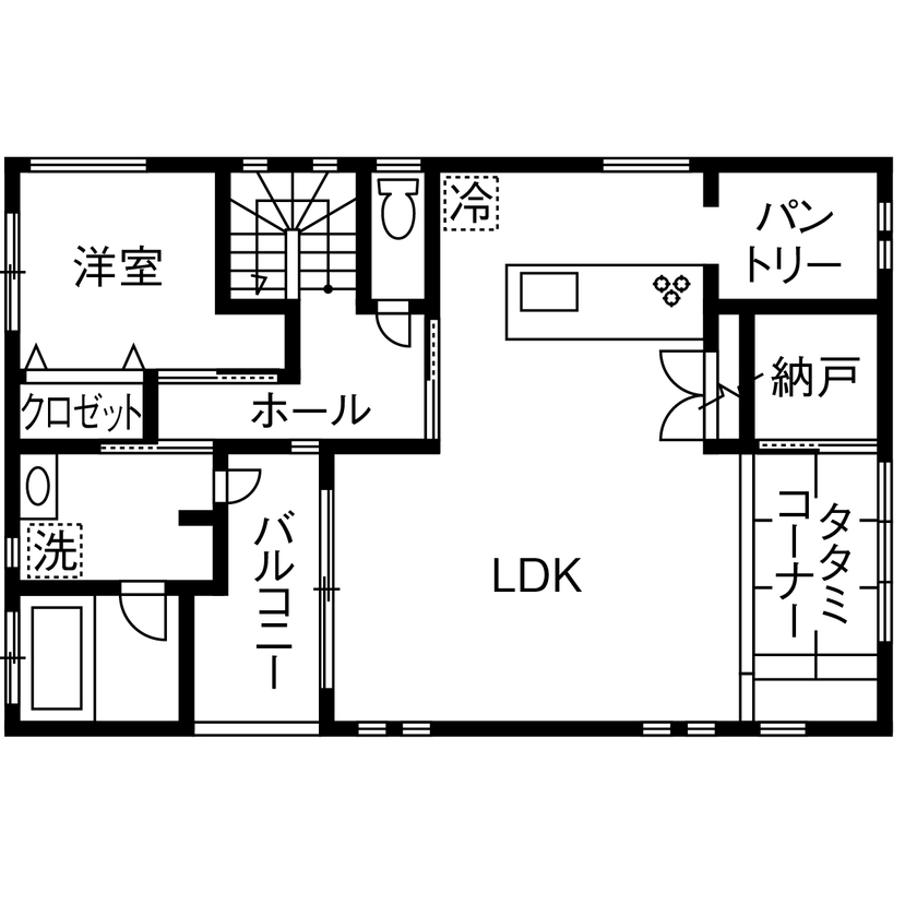 広島建設-セナリオハウス- 【1000万円台｜46坪｜間取り図有】デザインと担当者の人柄に惹かれて。2年間探し求めた理想の住まいを実現の間取り図（3LDK）2階