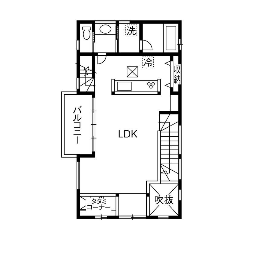 広島建設-セナリオハウス- 【38坪｜間取り図有】自然素材にこだわって子育てしやすく。森の中の様な清々しさに包まれる家の間取り図（2LDK）2階